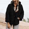 Women's Fashion Color Hooded Plaid Padded Jacket Warm Loose Fit Winter Coat