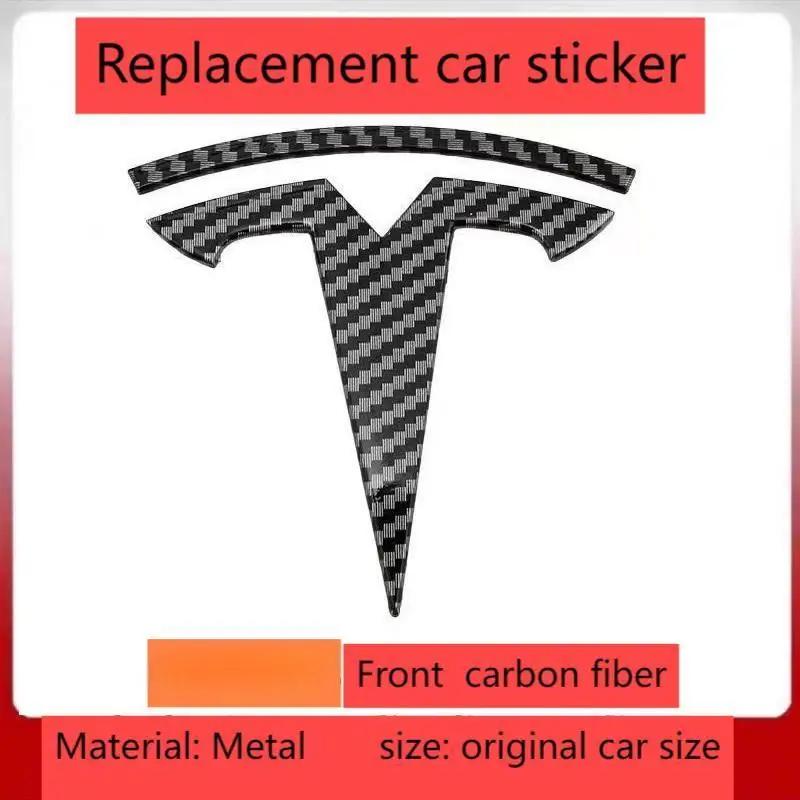 Metalowy Dla Tesli - Przedni emblemat samochodowy Emblemat tylnej klapy Bagażnika Pasuje do Modelu 3 Modelu Y wymiana logo przedniego i tylnego logo czernienie
