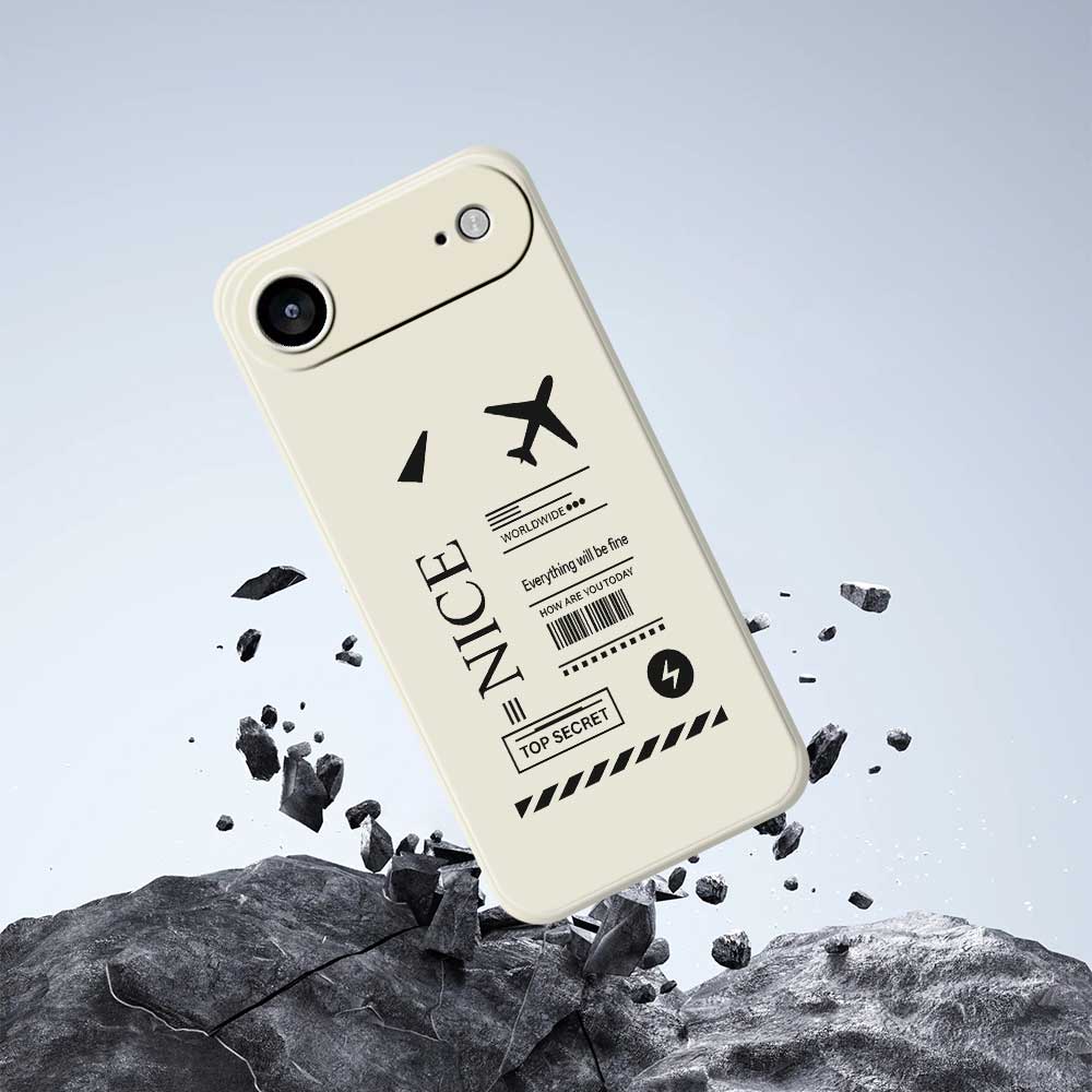 For iPhone 17 Air Case Boarding Ticket Pattern Printing Straight Edge TPU Phone Back Cover
