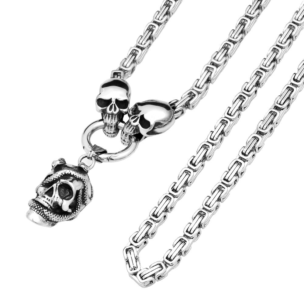 Vintage 316L Rostfritt Stål Skalle Halsband För Män Kvinnor Gotisk Punk Skalle Huvud Hänge Fest Biker Mode Hip Hop Smycken