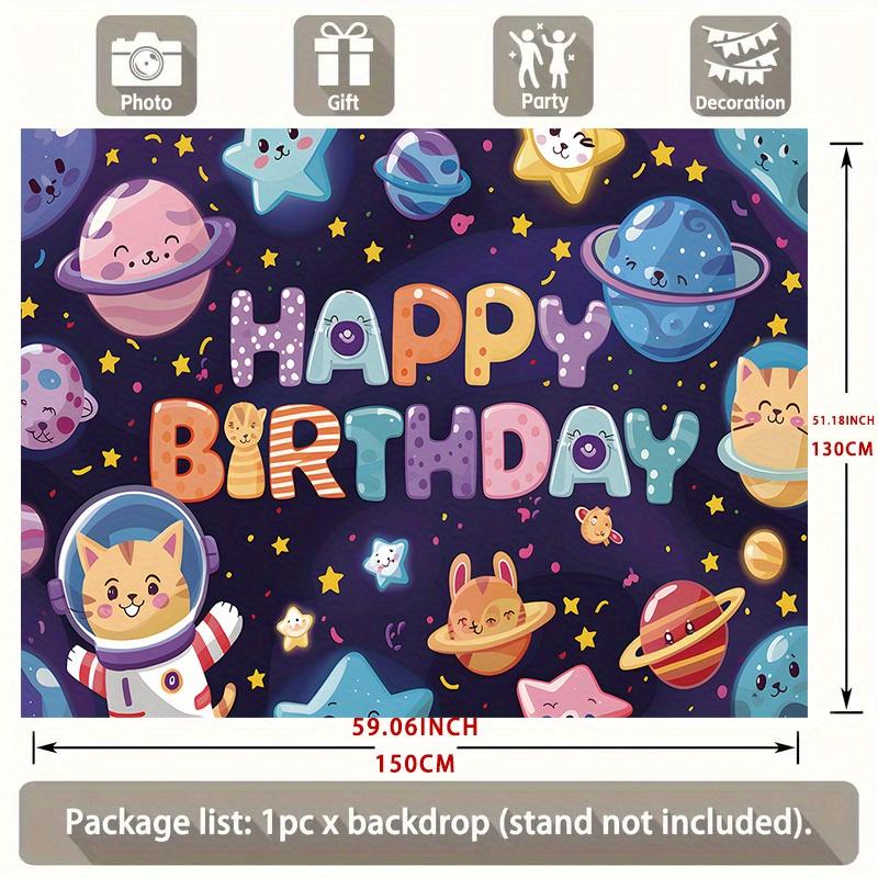 Party Backdrop Astronaut Space Cartoon Flat Planets Cats Inch Cafe Restaurant Photo Background Decor Birthday Party Decor