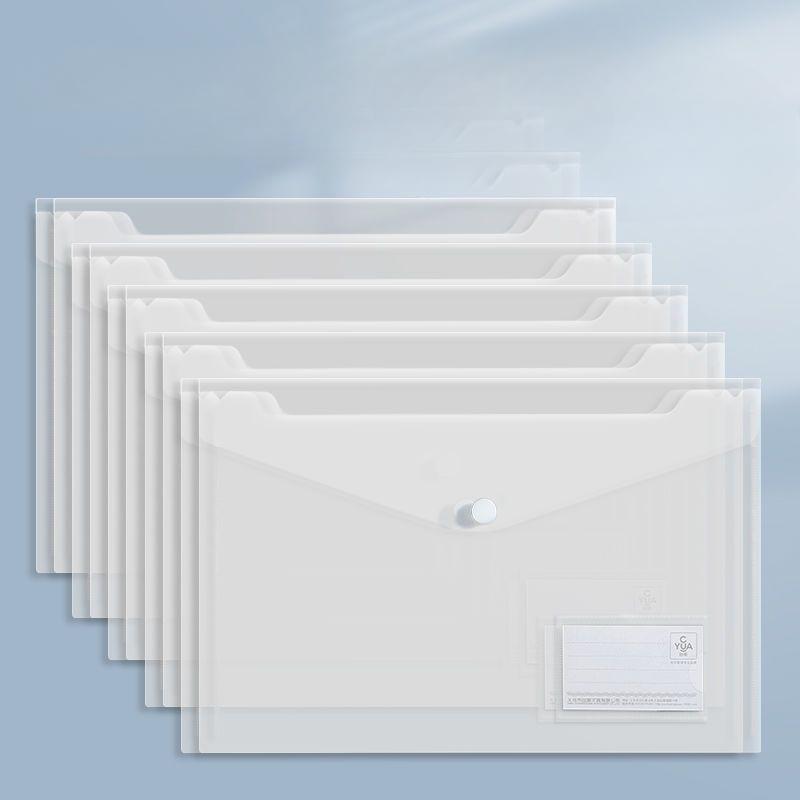 10 Pieces File Bag Plastic 10C A4 Paper Storage Folder Pp Transparent Portfolio Policy Briefcase With Label Water-Repellent File Bag