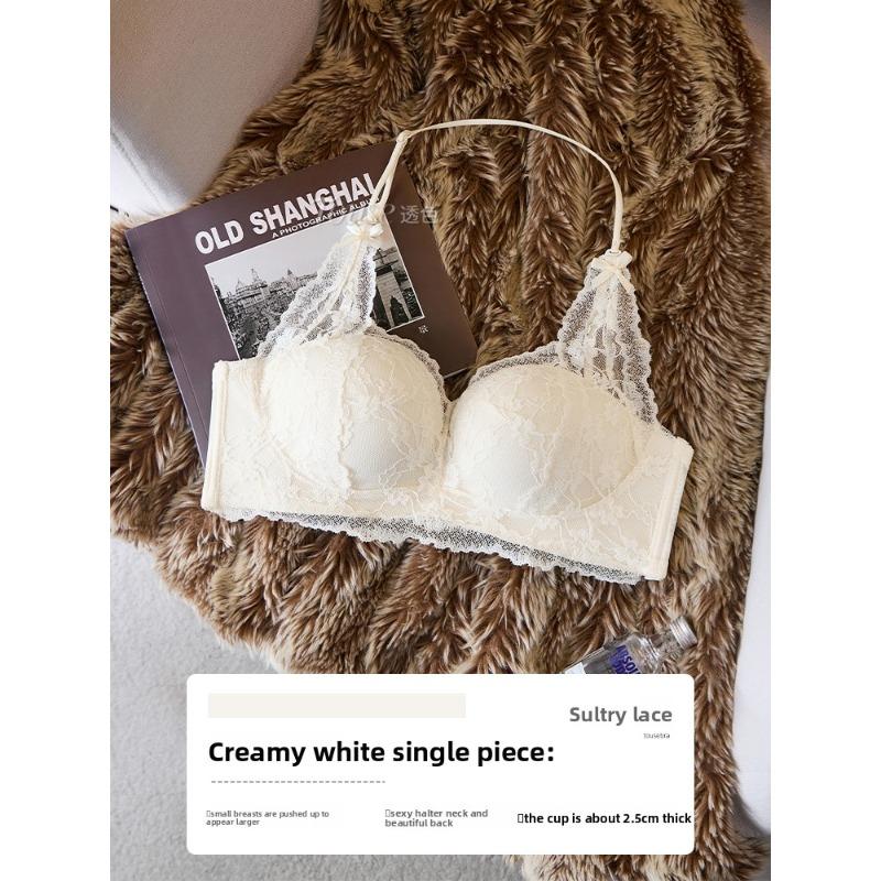 

Female Summer Sexy Lace Hang Neck Small Chest Gathers Gathers The Pair Breast To Prevent Drooping Beauty Back Underwear 38/85AB шампанського