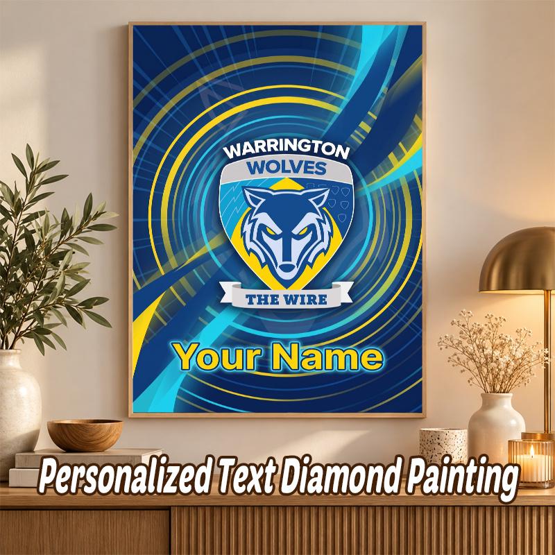 Warrington Wolves Custom Name Text 5D Diamond Painting Kit DIY Full Drill Diamond Art Decoration