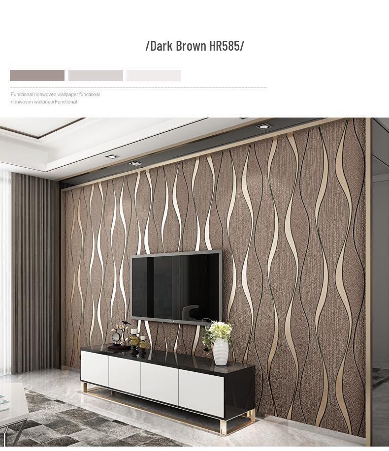 Modern 3D Water Wave Pattern Non-woven Suede Wallpaper for TV Background