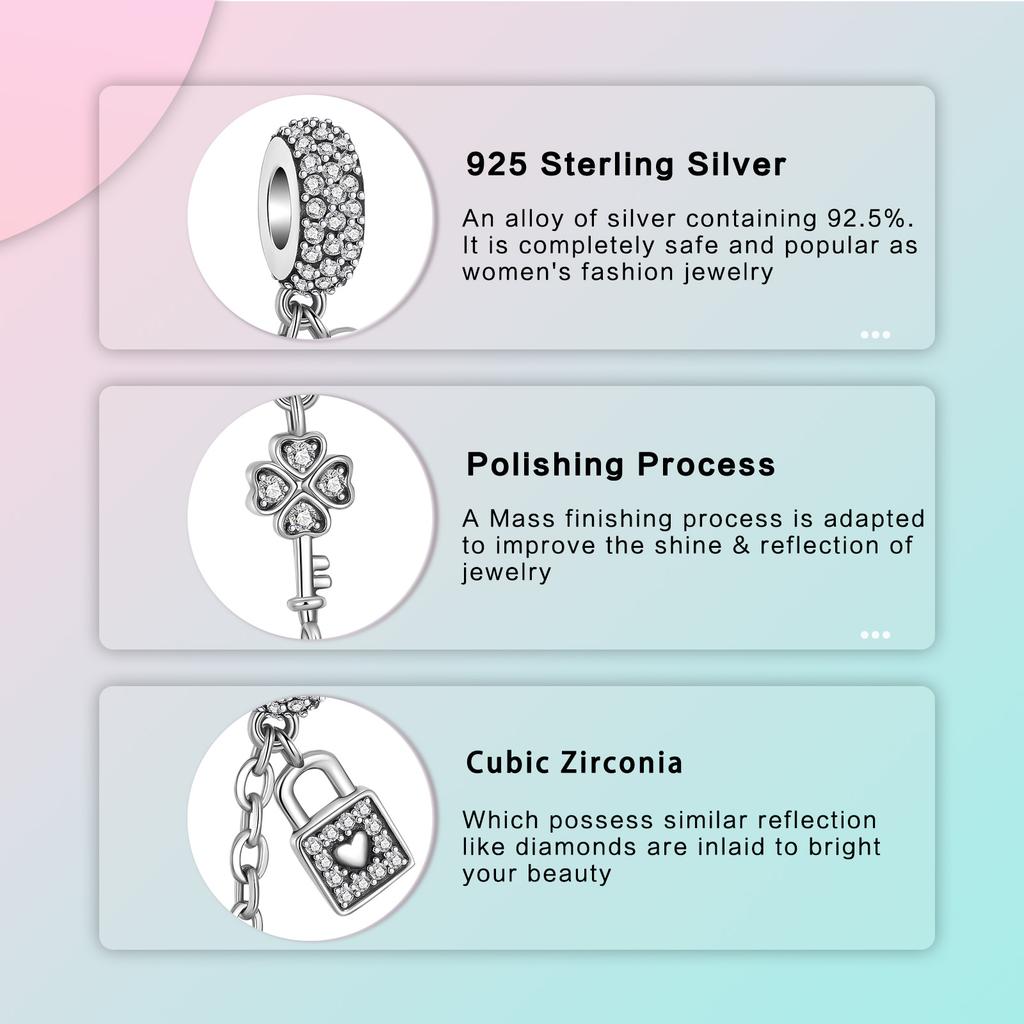 Koperen slot liefde klaver sleutel boetiek veiligheidsketting past op originele armband bedels ketting Doe-het-zelf vrouwelijke sieraden
