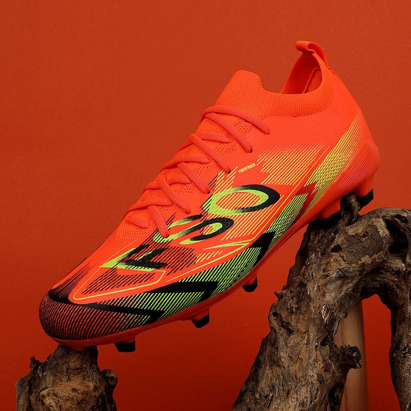 Football shoes men's AG spikes seamless fly-woven outdoor football shoes youth artificial professional training shoes