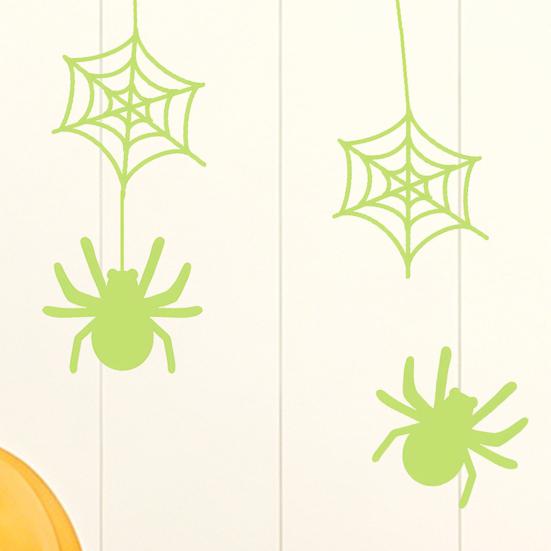 Self Adhesive Spooky Room Accents Glow In The Dark Halloween Stickers, Scary Spider And Web Luminous DIY Haunted House Layout Supplies Wall