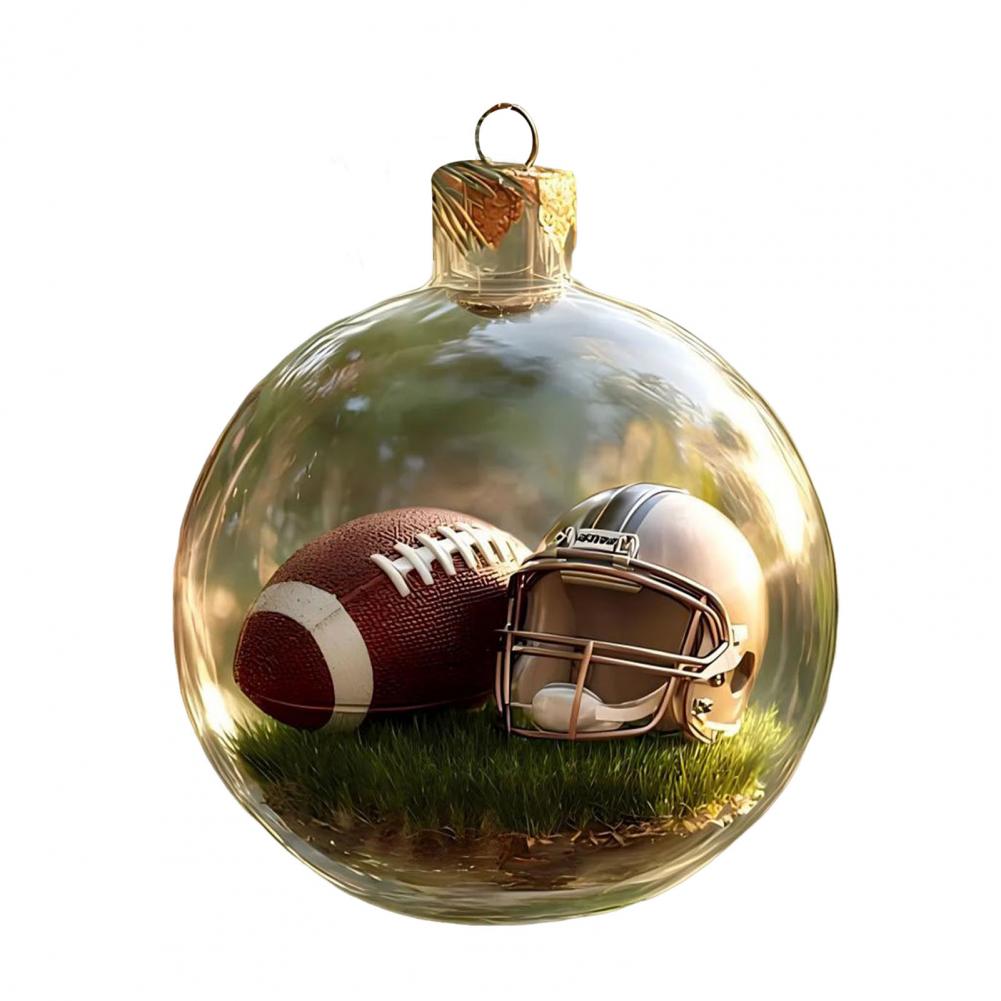 Ornamenti Divertenti per Albero di Natale a Forma di Palla Sportiva 3D Micro Scena Ornamento Sportivo Festivo Palla Trasparente Decorazione da Appendere Ornamento per la Casa