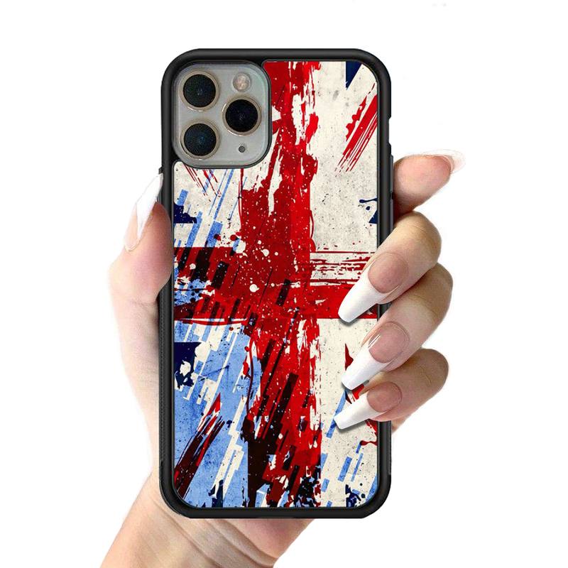 YNDFCNB England British Uk Flag Phone Case Silicone PC+TPU Case for iPhone 11 12 13 Pro Max 8 7 6 Plus X SE XR Hard Fundas