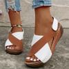 Fashion Women Wedge Sandals 2025 New Comfortable Non Slip Beach Shoes Woman Mix Color Leather Platform Roman Sandals Zapatos De Mujer