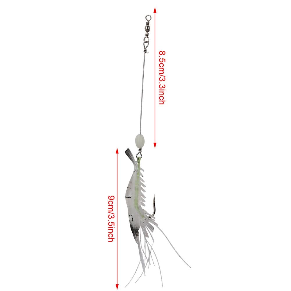 Hard Lure Sea Freshwater Shrimp Shape Bionic Luminous Night Fishing Bait with Hook (White)