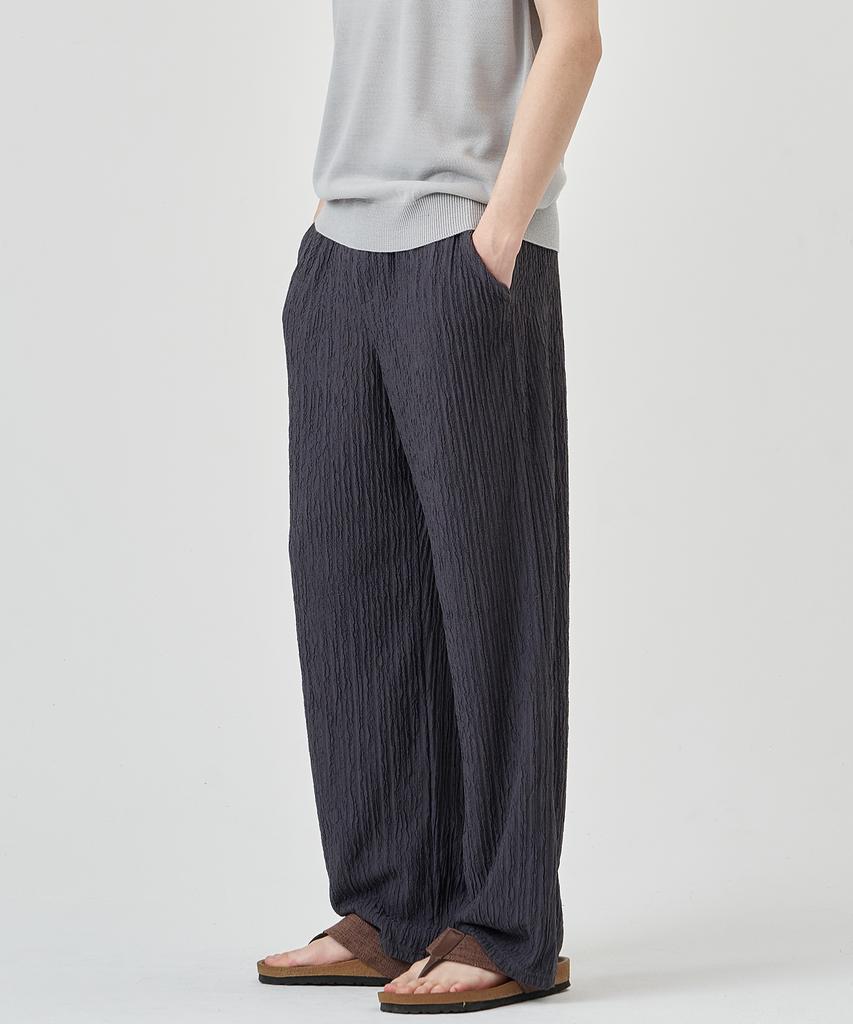 THE-ABON Illy Spandex Elastic Waist Wide Pants Black
