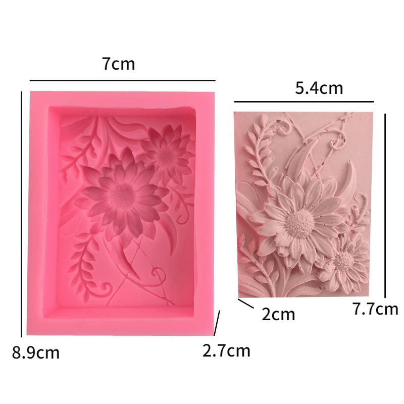 1ks 3D Čtvercová Růže Květina Silikonová Forma na Mýdlo Ručně Vyráběná Reliéfní Chryzantéma Sádra Pryskyřice Výrobní Sada DIY Dekorace Dortu