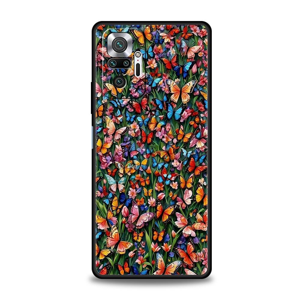 Butterfly Design Phone Case Cover for Redmi 14C 10C Note 15 14 13 12 10 11 K40 Pro Plus 5G Shockproof Soft TPU Shell Fundas Bag