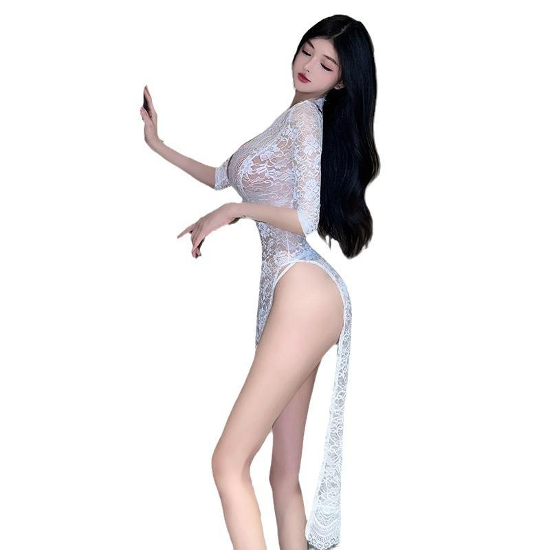 Sex Underwear Passion Hot Dress Temptation Cheongsam Long Slim Uniform Sexy Hollow Pajamas