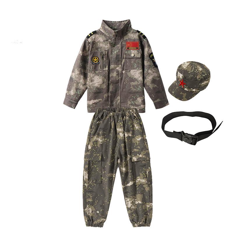 Kids' Summer Camo Uniform Set for Military Training and Outdoor Events - Unisex