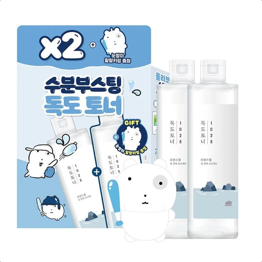 [NUNMEONGI EDITION] ROUND LAB 1025 Dokdo Toner 300ml Double Pack (+Soft Keyring)