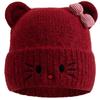 Hot Sale Women Loose Soft Beanie Hat Lovely Cute Cat Ear Bow Design Winter Knitted Hats For Female Streetwear Winter Hat