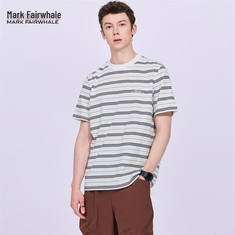 Mark Fairwhale Men s Color Block Stripe Embroidered Cotton T-Shirt XL