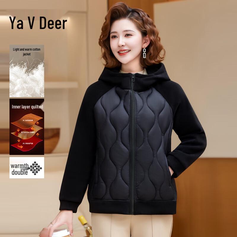 Yalu Mid-Aged Women's Warm Padded Hooded Jacket