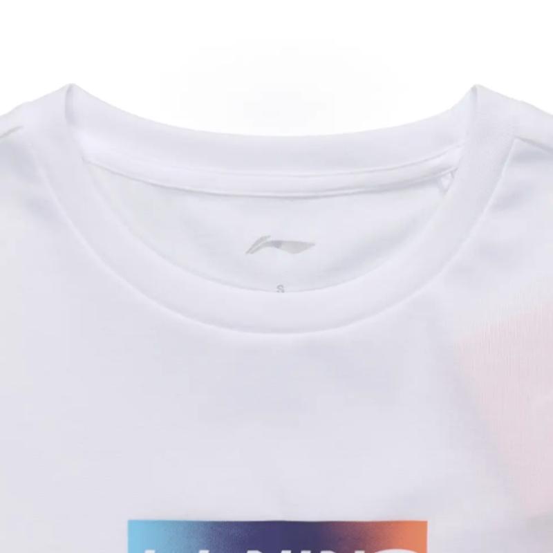 Li-Ning Gradient Logo Round Neck Short Sleeve Striped Comfortable Mid Waist Shorts Casual Sports Suit Unisex Sports Suit YHST171-1+YAPV001-1