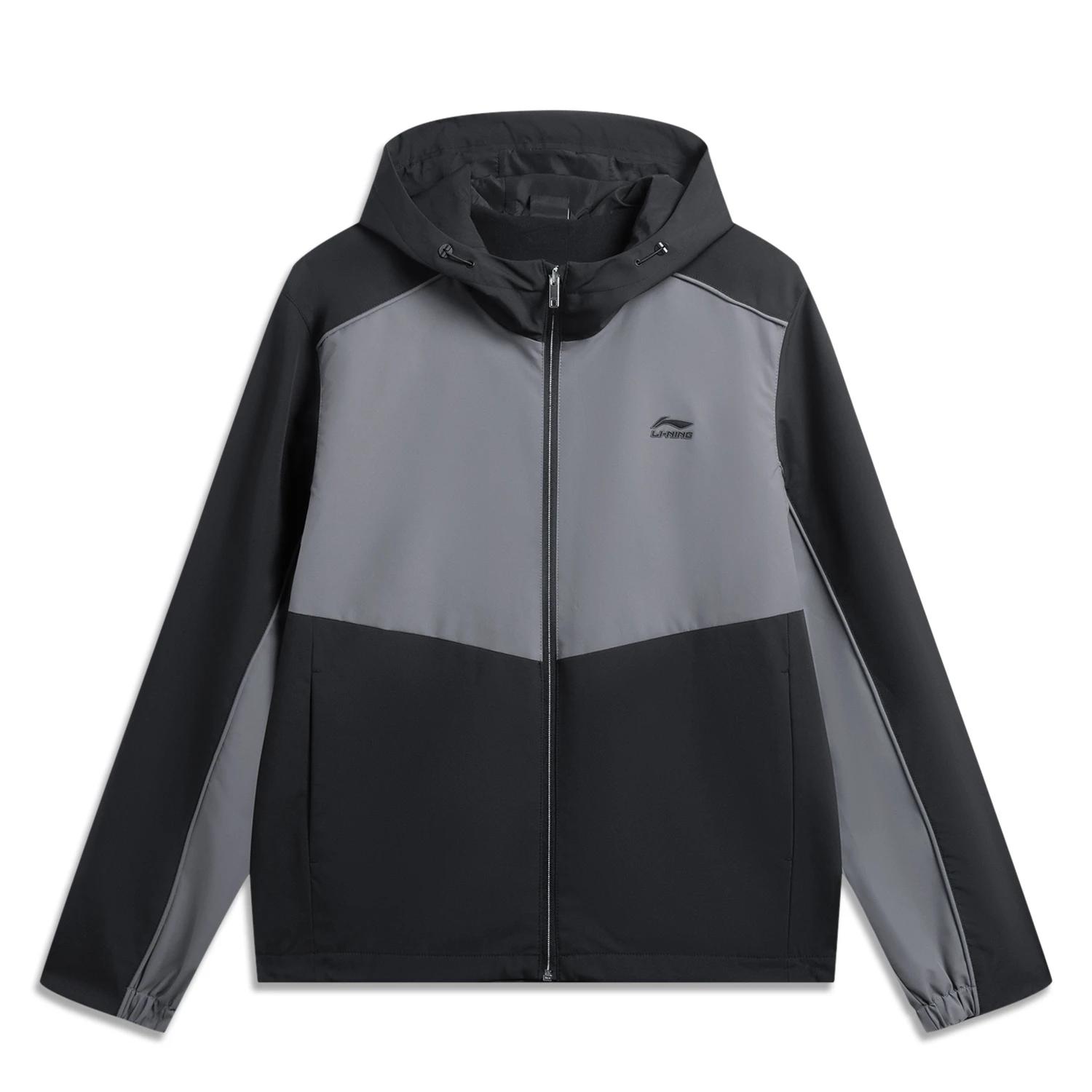 LiNing Спортивная серия Lifestyle Худи с капюшоном на молнии, с буквой сзади, универсальная, повседневная, ветровка, мужская верхняя одежда AFDW415-3 M