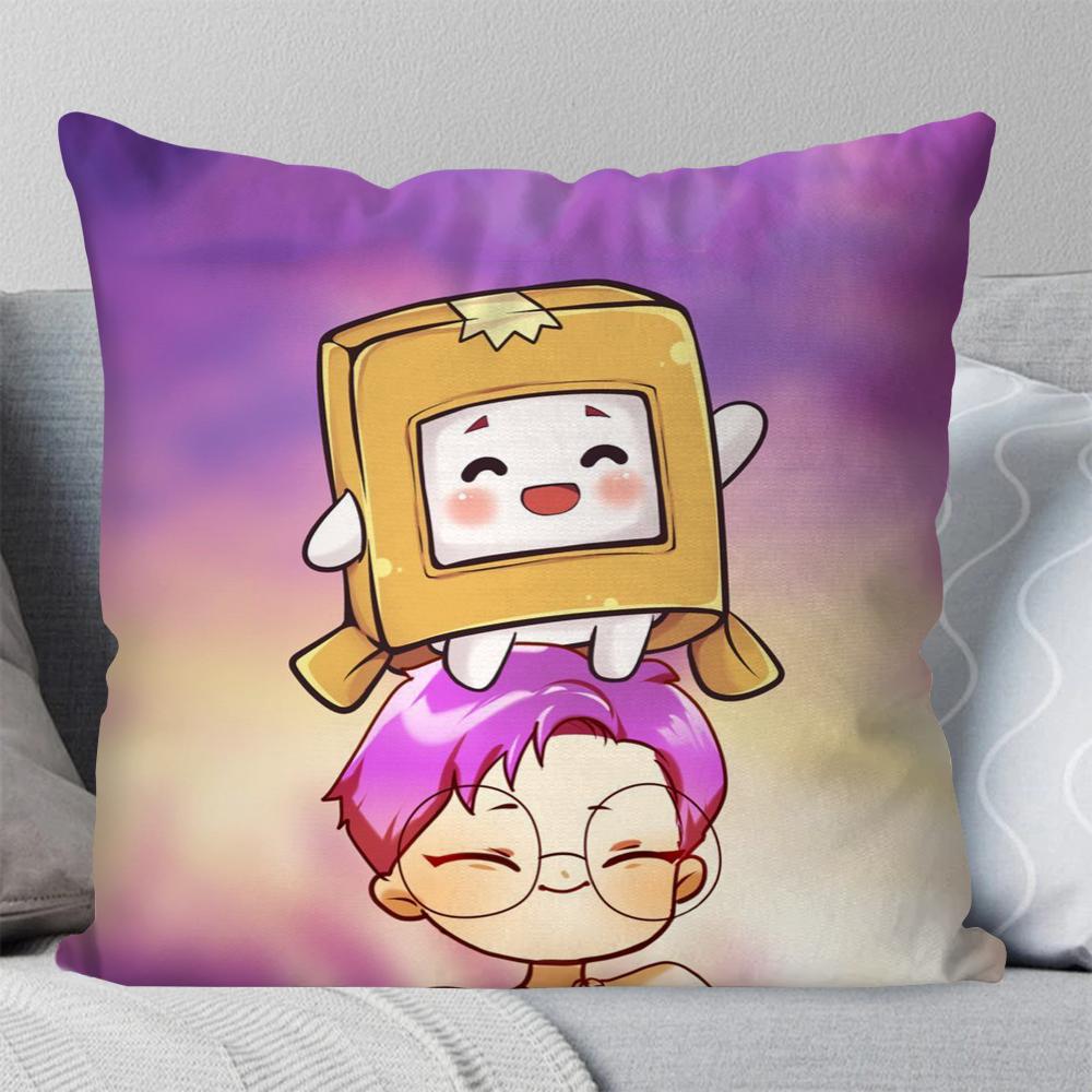 Cartoon-L-Lankybox Pillow Case Square Pillow Bedroom Sofa Leisure Comfort Cushion Car Living Room Home Decoration 40X40