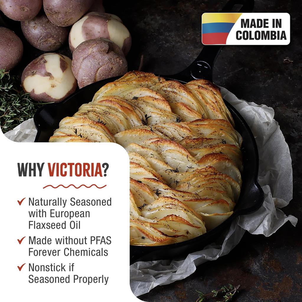 [Authentic Japanese Product] VICTORIA 10-inch Cast Iron Skillet Frying Pan, 25cm, SKL210, Pre-Seasoned (10-inch)