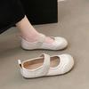 Flat Cloud Puff Mary Jane Single Shoes Summer Breathable Velcro Sports Sandals with Skirt Little White Shoes Women