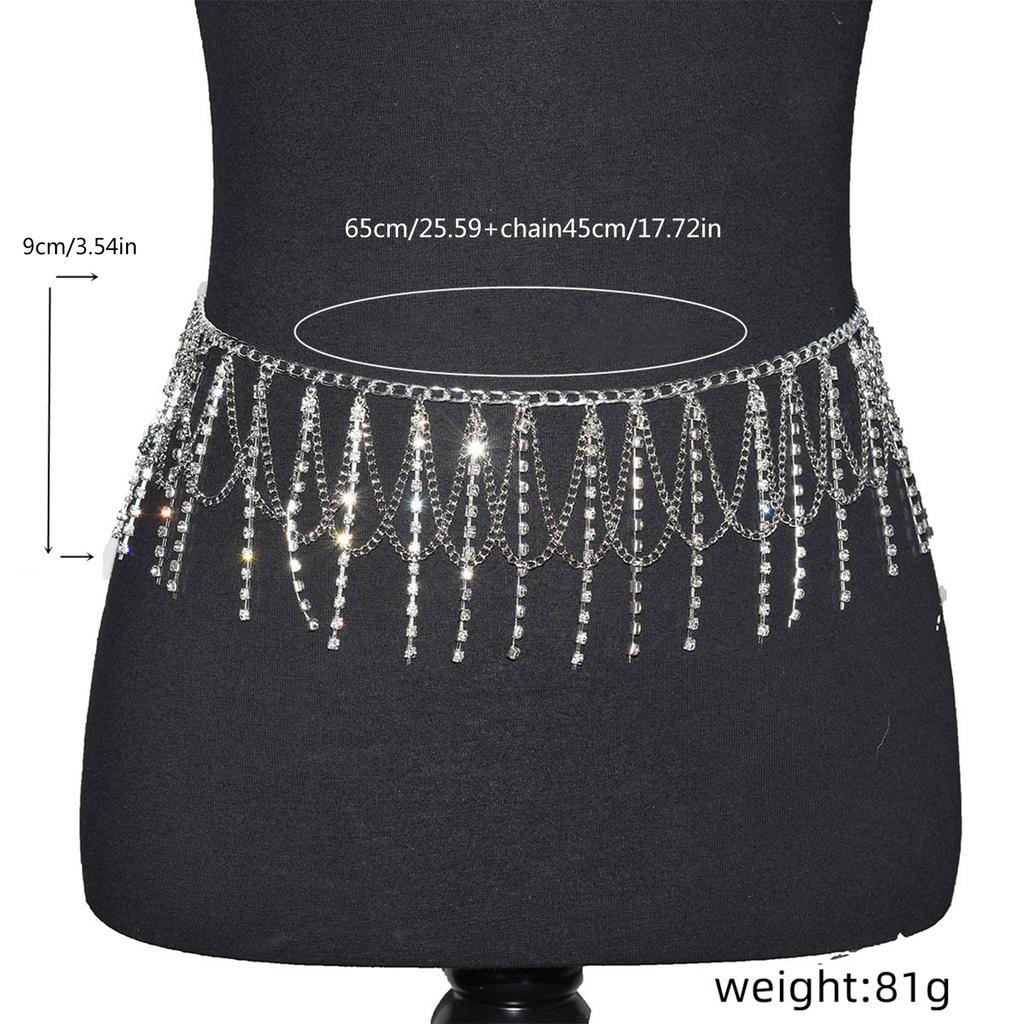 Tassels Waist Chain Elegant Rhinestones Belly Chain Body Jewelry For Stage Performances Prom Night Women Accessories
