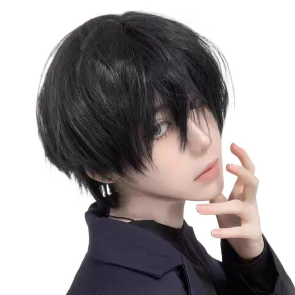 Heat Resistant Anime Men Wigs Synthetic Hair Male Cosplay Wig Full Head Short Straight Wig Party