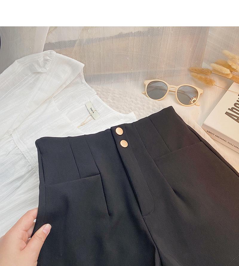 2024 Summer Korean Design High-Waisted Black A-Line Wide-Leg Pants