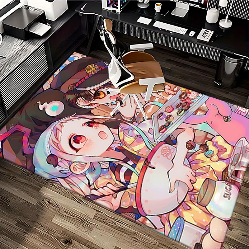1pc Anime Cartoon Design Chair Mat, Cute Cat Ear Girl and Boy with Cupcake Decorations Office Chair Pad, Non-Slip Carpet for Home Office, Living Room,