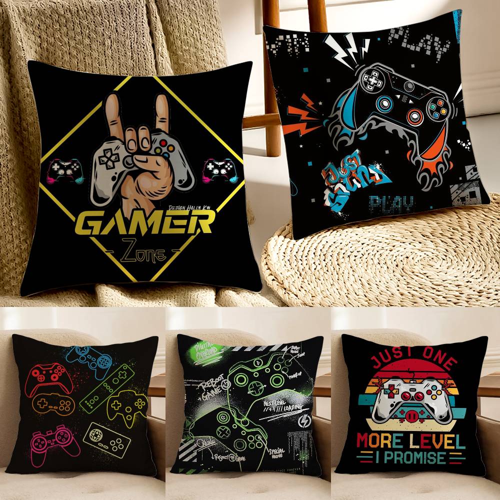 Colorful Graffiti Game Gamepad Pillow Case Anti-dustmite Pillowcase Invisible Zipper Silky Sofa Cushion Cover