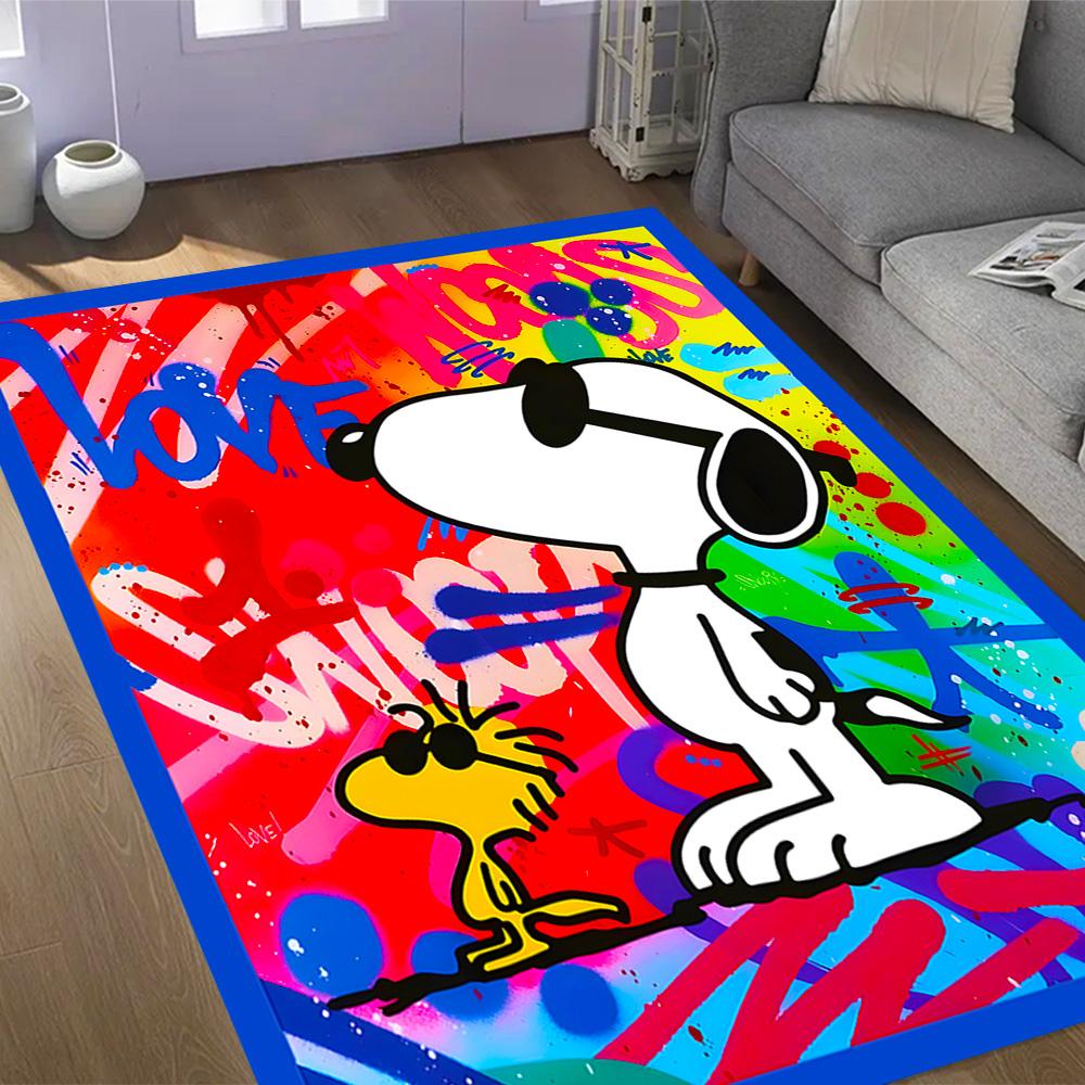 Snoopy And Woodstock Friendship Themed Anti-Slip Rugs - Polyester Home Decor, Suitable for Bedrooms, Living Rooms, Doorways, Studios, and Decorations