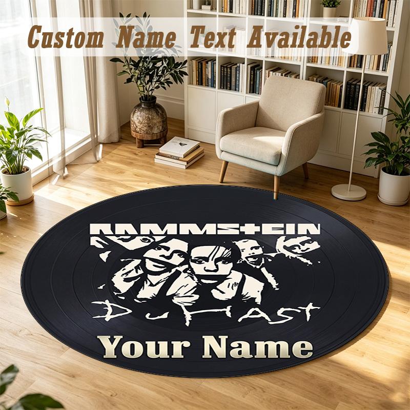 Round Rug Custom NameRammstein Pattern Non Slip Carpet Home Floor Decor