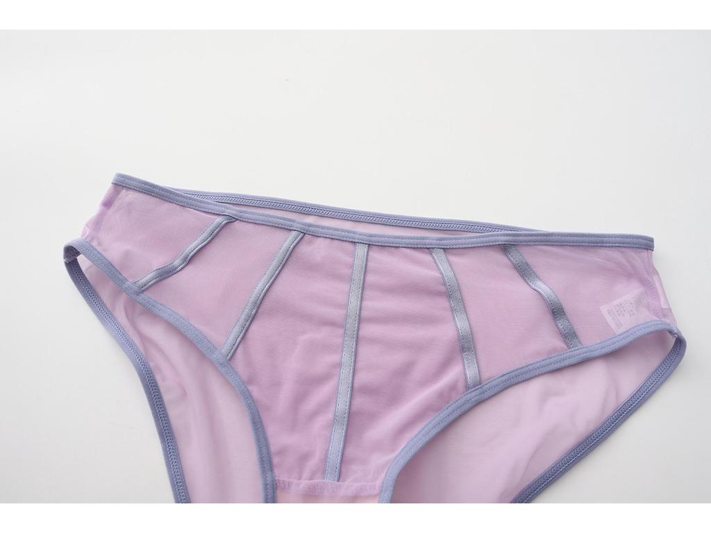 French Color Block Low-Waist Mesh Hip-Hugging Briefs for Women