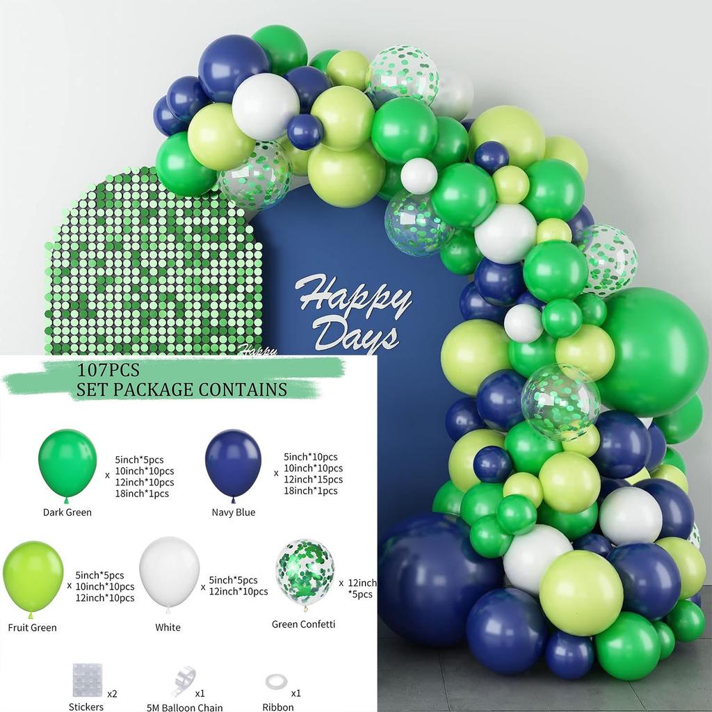 Jungle Green Birthday Arrangement Balloon Chain Package Festive Wreath Arch Party Decoration