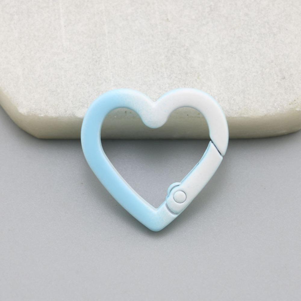 10pcs Ornament Heart Shaped Carabiner Hook Rings Gradient Color Openable Spring Clasp DIY Jewelry