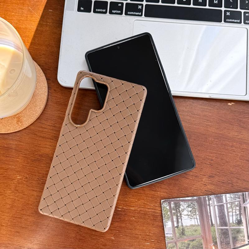Premium Solid Color Woven Soft Leather Case for Samsung S25 Ultra Galaxy S25PLUS Cooling Soft Anti-fall Back Cover