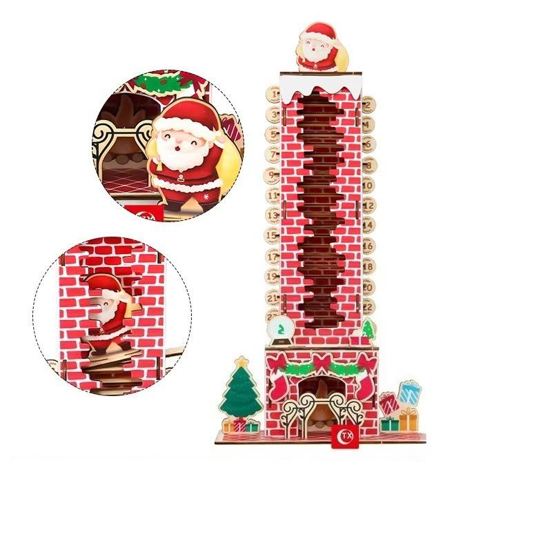 diy wooden Santa Claus Arrival calendar 24-day detachable countdown display stand Christmas decoration