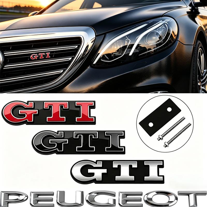 3D Metal GTI Logo Car Front Grille Emblem Badge Tire Valve For VW GTI Polo Golf MK6 7 Passat Tiguan Jetta Touareg Beetle TouranNB8