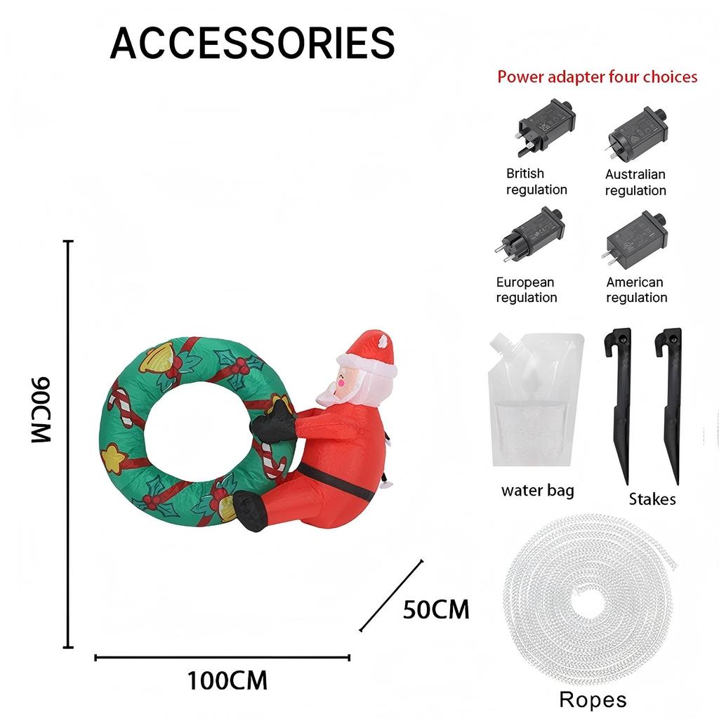 3.3FT Inflatable Toy swim ring Santa Claus Xmas Yard Lawn Party Decoration with LED Lit Christmas Home Supplies Ornaments Gift