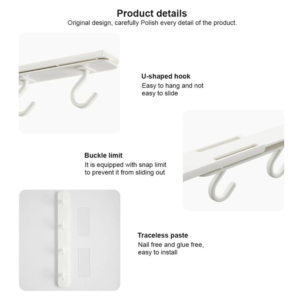 Telescopic Pull Hook Self-adhesive Closet Key Hat Handbag Holder Household Hotel Living Room Door Punch Free Hanger