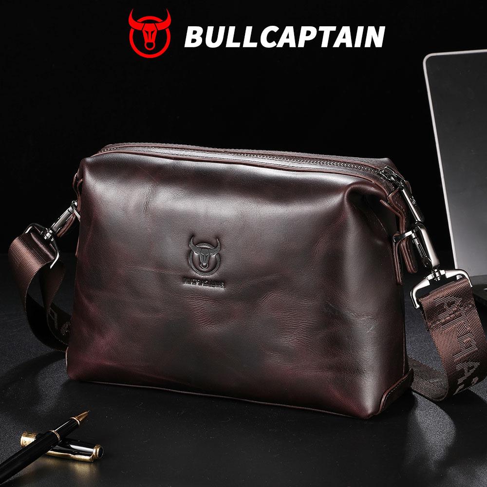 Leather Goods Shoulder Messenger Bag Men'S Leather Large Capacity First Layer Oil Wax Cowhide Card Horizontal Ipad Bag