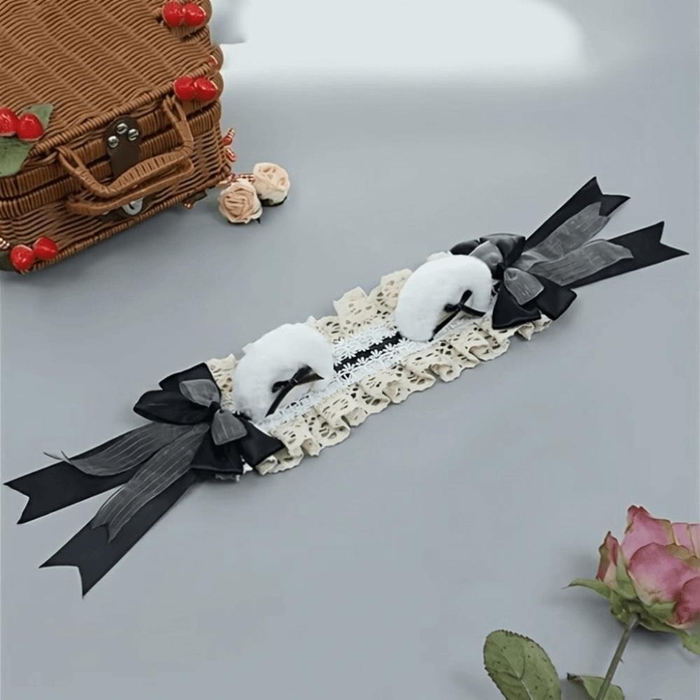 Big Bow Lolita Headband Fluffy Plush Cosplay Hair Accessory Casual Bear Ear Headband Halloween
