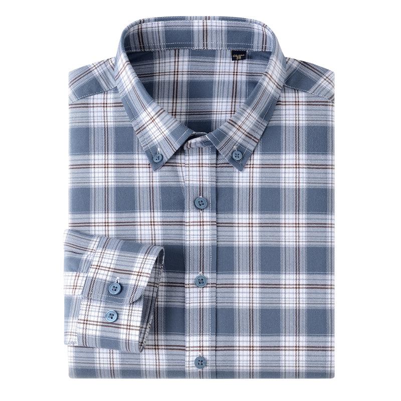 Camisas Xadrez Business Casual de Algodão Puro Escovado Dupla Face Manga Longa Flanela Outono Macia Masculina Clássica Nova Alta Qualidade
