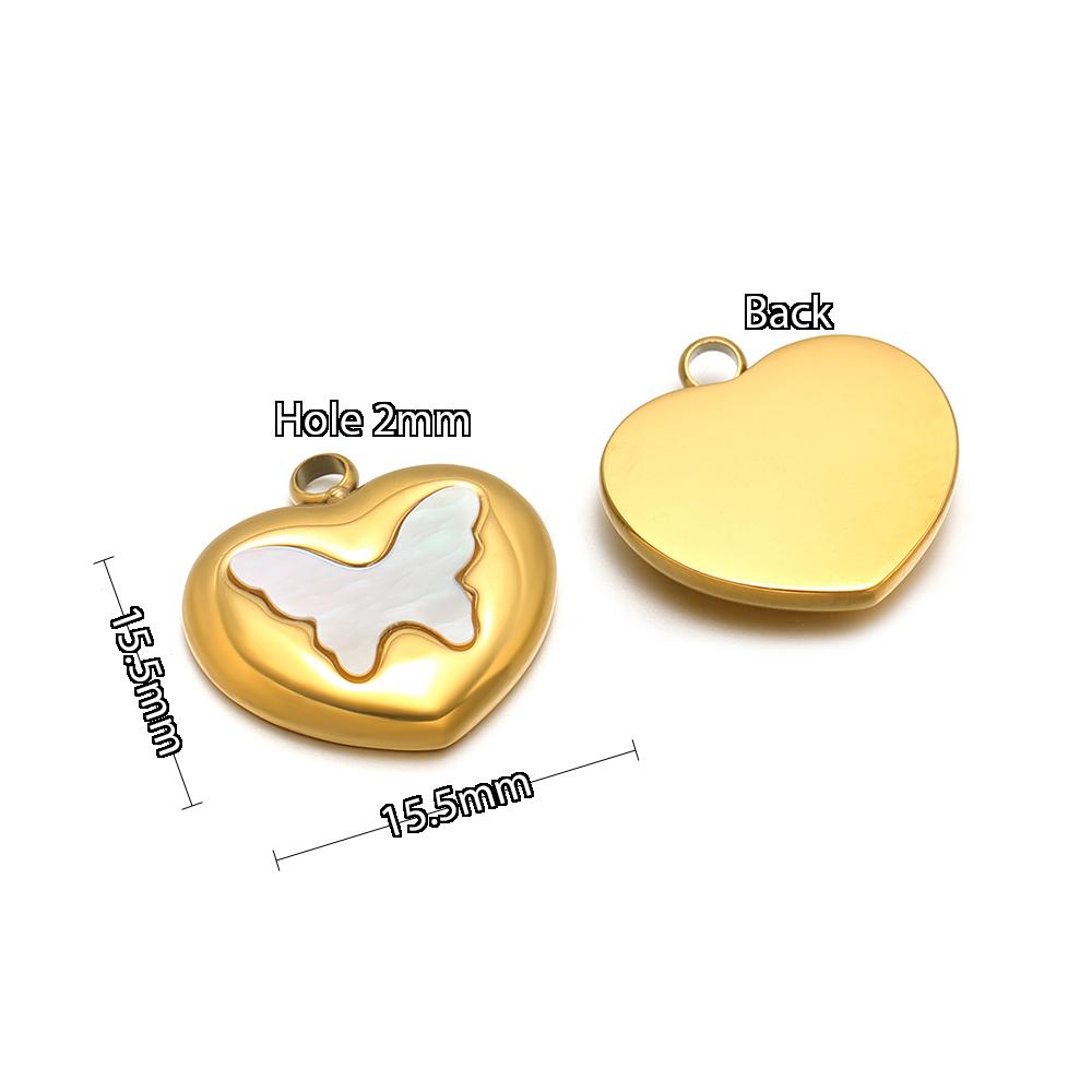 5pcs Stainless Steel Heart Shell Charms  Butterfly Pendants for DIY Jewelry Supplies Women Necklace Findings Earrings Making