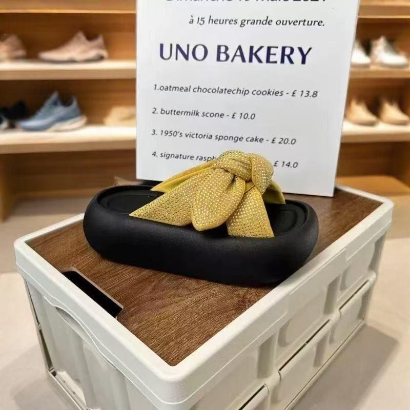 Summer new bow hot diamond outer wear women's slippers thick bottom super fairy super soft go out